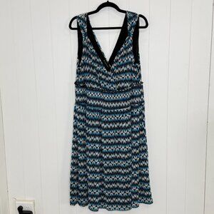 INC International Concepts Tank Dress 2XL Blue Abstract Empire Waist Sleeveless